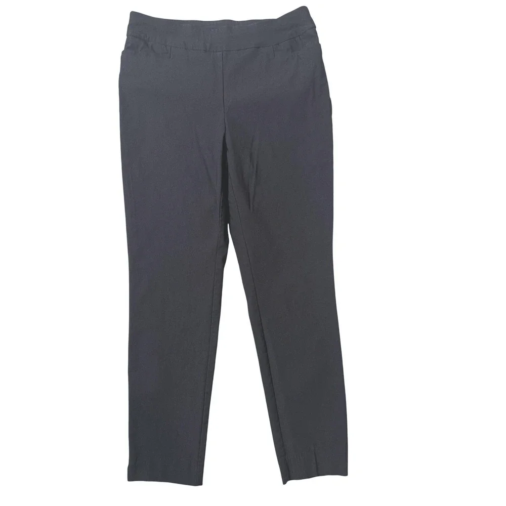 Chico's Pull On Stretch Straight Leg Ankle Pants Womens 4 Black Stretch Comfort